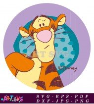 Cartoon Character Tiger With A Pink Nose SVG