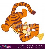 Funny Cartoon Orange Tiger Character Design SVG