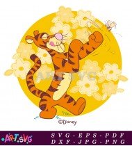 Cartoon Orange Tiger Character Holding A SVG