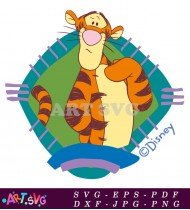 Tigger Cartoon Character With Striped Orange Fur SVG