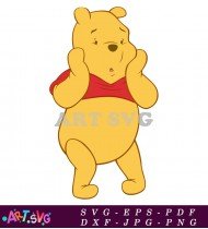 Pooh Bear Cartoon Character In Red Shirt SVG 1