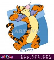 Cartoon Character Holding a Blue Gift SVG 1