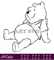 Winnie the Pooh Relaxing Black and White SVG 1