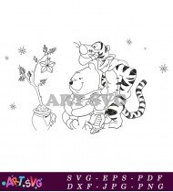 Christmas Winnie the Pooh Tigger Clip Art SVG