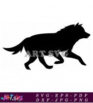 Silhouette Of A Wolf Running Through The Grass SVG