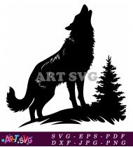 Wolf Silhouette Howling At The Moon Vector SVG