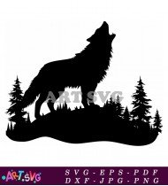 Silhouette Of A Wolf Howling At The Moon SVG 8