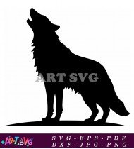 Silhouette Of A Wolf Howling At The Moon SVG 10