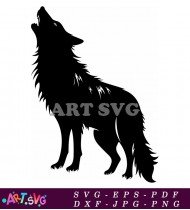 Silhouette Of A Wolf Howling At The Moon SVG 12