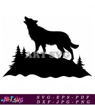 Silhouette Of A Wolf Howling At The Moon SVG 13