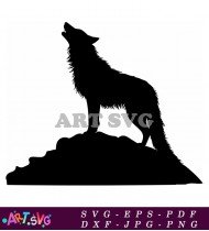 Silhouette of wolf howling on hill SVG