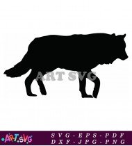 Silhouette of a wolf walking with a tail SVG