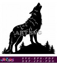 Silhouette of a wolf howling on mountain SVG 1