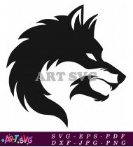 Black and white wolf with curled tail SVG