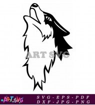 Simple Black and White Wolf Head Vector SVG