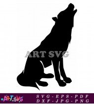 Wolf Howling In The Moon Silhouette SVG