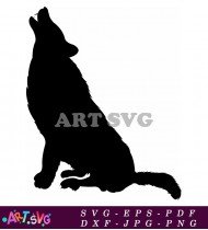 Silhouette Wolf Sitting Illustration Free Vector SVG