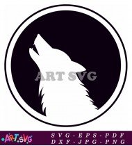 Wolf Howling At The Moon Circle Logo SVG