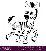 Cartoon Zebra Clipart Black And White SVG