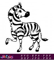 Black And White Zebra Cartoon Drawing SVG