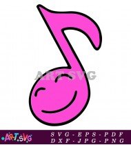 Funny Pink Music Note Cartoon Illustration For Kids SVG