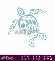 Light Blue Silhouette Turtle With Pattern Design SVG