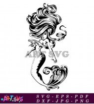 Mermaid Tail with Waves Clipart Illustration SVG