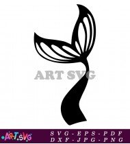 Black and White Mermaid Silhouette SVG