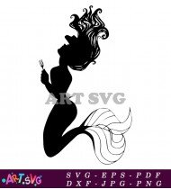 Silhouette Mermaid Black and White SVG